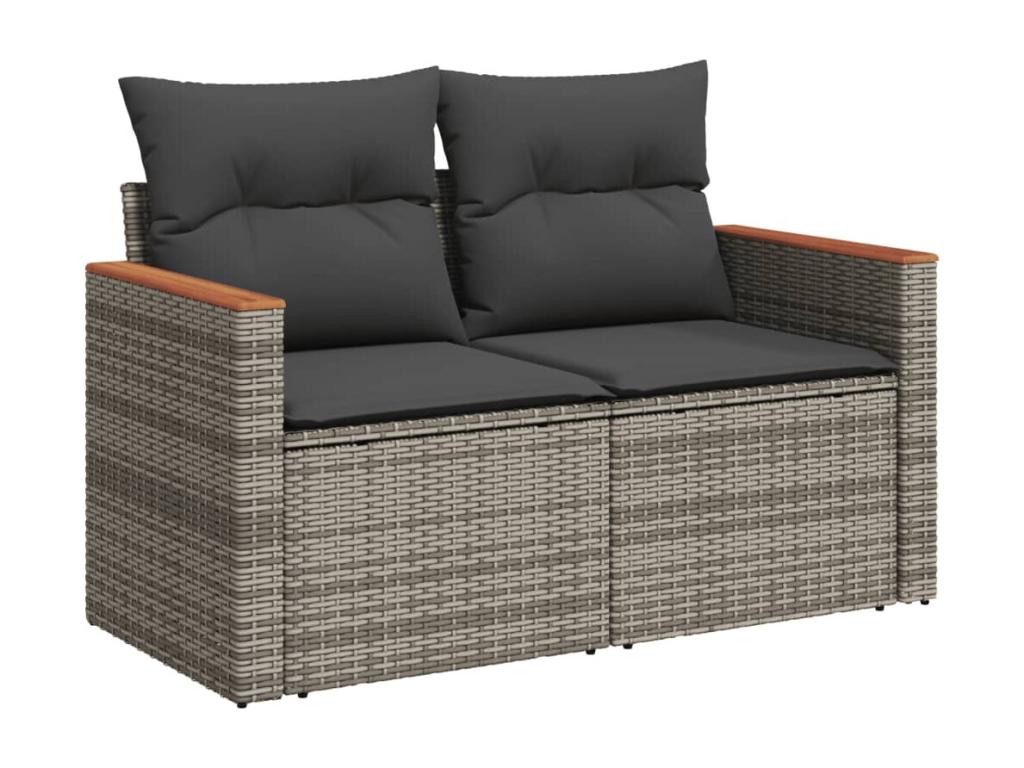 5-Piece Outdoor Patio Set with Cushions - Black Resin, W 28 x D 24.4 x H 27.2 in