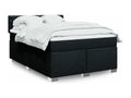Bed Frame with Mattress - Black Polyester Fabric, W 78.7 x D 56.7 x H 39.6 in