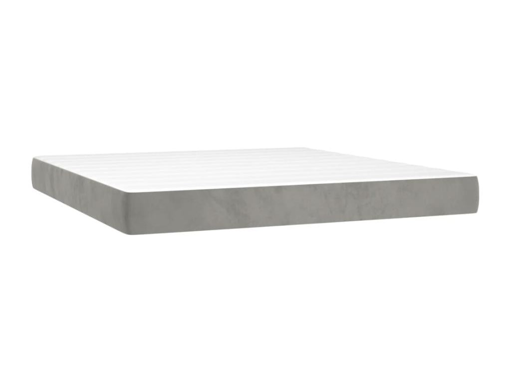 Bed Frame with Mattress - Gray Velvet, W 79.9 x D 72 x H 34.6 in