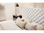 Bed - White Faux Leather, W 71.3 x D 91.3 x H 46.1 in