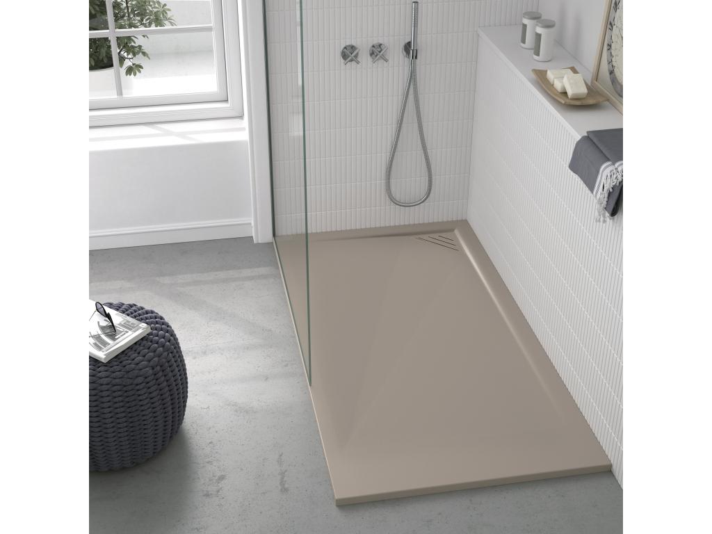 Shower Tray - Beige Resin, W 39.4 x D 35.4 x H 1.2 in