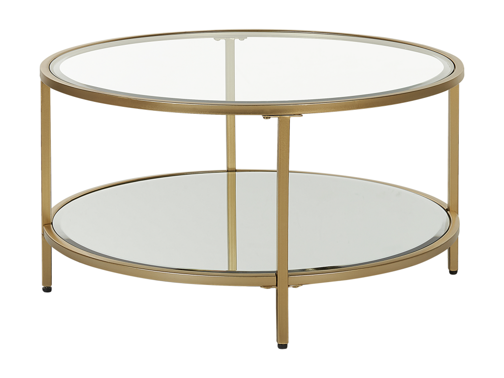 Coffee Table - Gold Steel, W 27.6 x D 27.6 x H 15.7 in