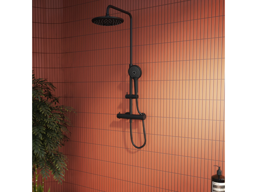 Shower Column - Black Metal, W 10.6 x D 20.6 x H 31.2 in