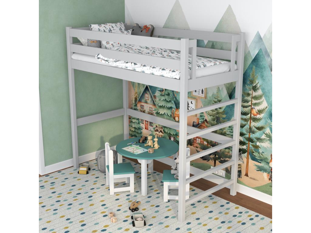 Bed - Gray Pine Wood, W 81.9 x D 34.6 x H 76.8 in