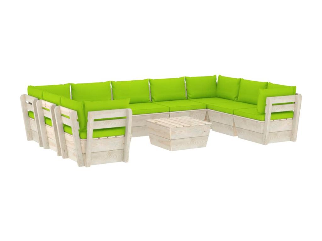 10-Piece Outdoor Patio Set with Cushions - Black Resin, W 23.6 x D 23.6 x H 23.6 in