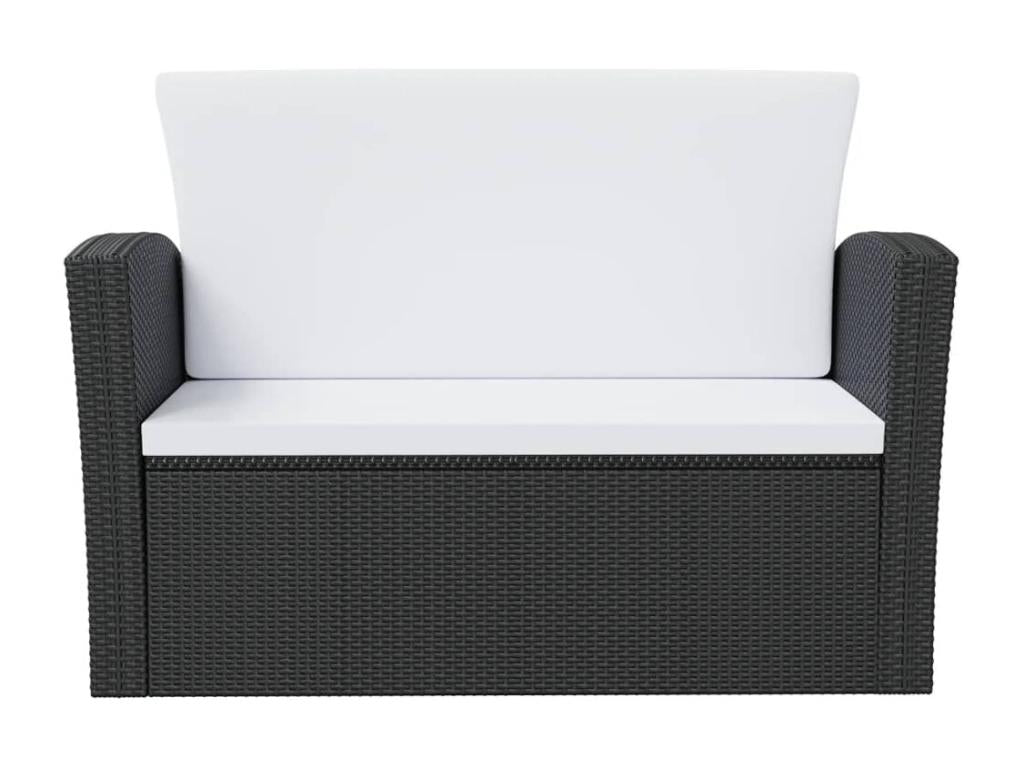 8-Piece Outdoor Patio Set with Cushions - Black Resin, W 23.6 x D 23.6 x H 23.6 in