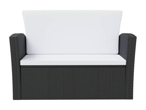 8-Piece Outdoor Patio Set with Cushions - Black Resin, W 23.6 x D 23.6 x H 23.6 in