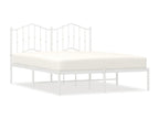 Bed Frame with Headboard - White Steel, W 77.2 x D 57.5 x H 38.6 in