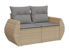 8-Piece Outdoor Patio Set with Cushions - Beige Resin, W 21.7 x D 21.7 x H 14.6 in