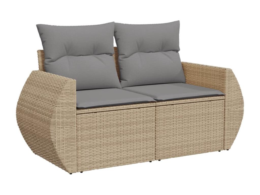 8-Piece Outdoor Patio Set with Cushions - Beige Resin, W 21.7 x D 21.7 x H 14.6 in