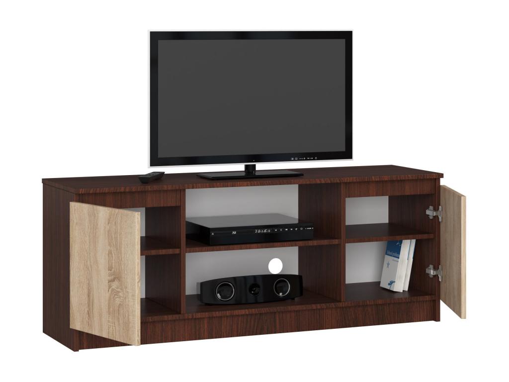 TV Stand - Brown Wood, W 55.1 x D 15.7 x H 21.3 in