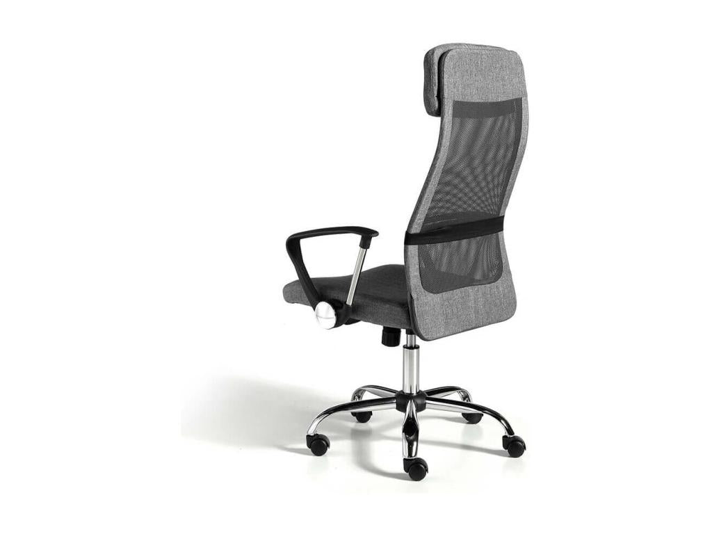 Desk - Gray Faux Leather, W 24.8 x D 23.6 x H 46.5 in