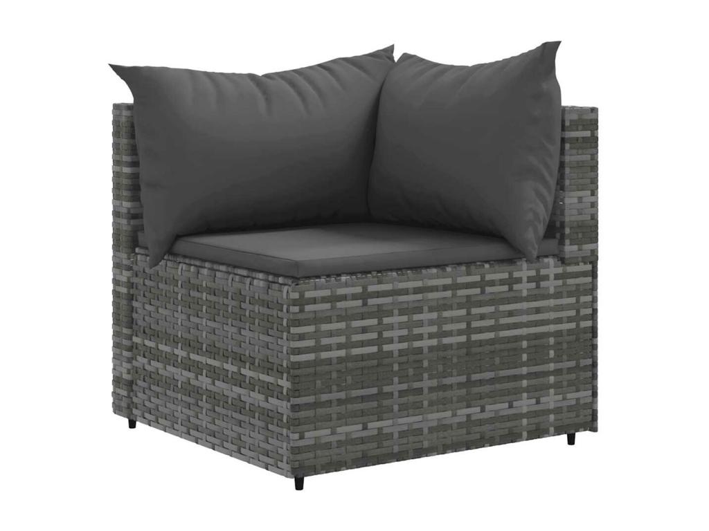 7-Piece Outdoor Patio Set with Cushions - Brown Wood, W 43.3 x D 29.5 x H 43.3 in