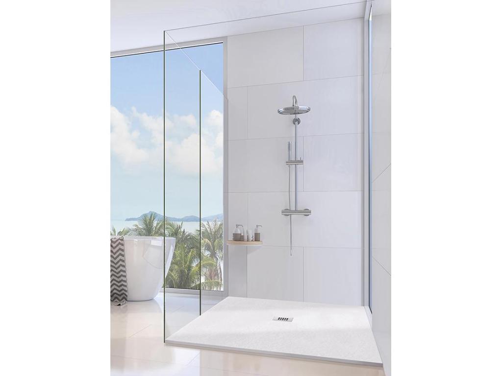 Shower Tray - White Resin, W 74.8 x D 31.5 x H 1.2 in