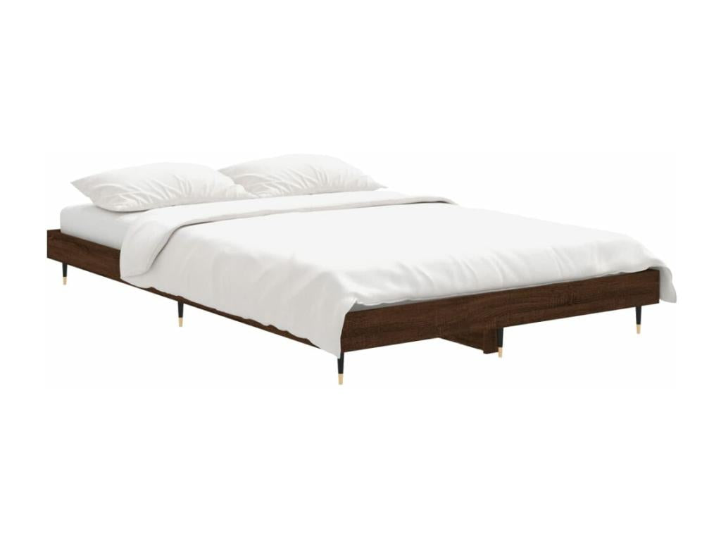 Bed - Brown Wood, W 76 x D 48.4 x H 7.9 in