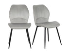 Set of 2 Chairs - Light Gray Velvet, W 18.9 x D 21.7 x H 33.5 in