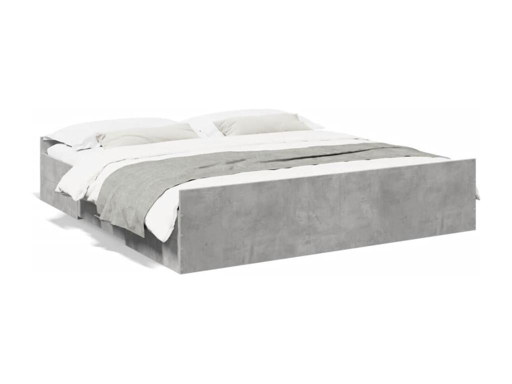 Bed - Gray Engineered Wood, W 79.9 x D 72 x H 15.7 in
