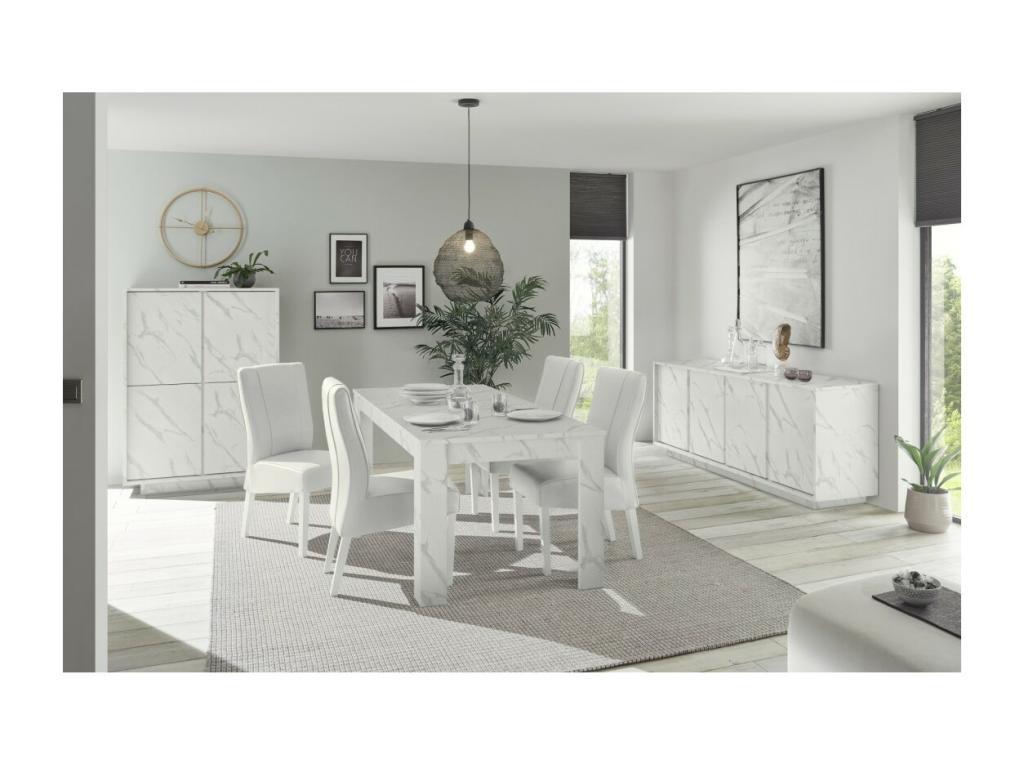 Sideboard - White Wood, W 36.2 x D 16.9 x H 57.1 in