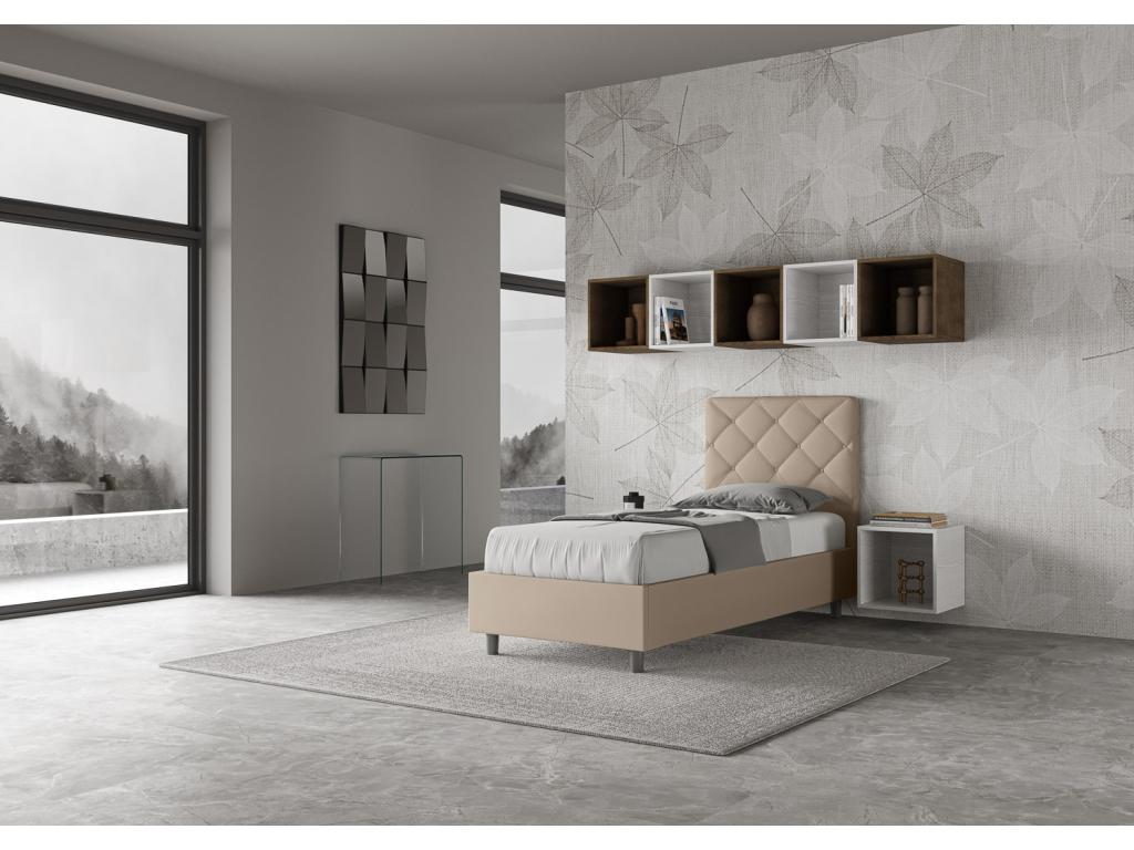 Bed - Taupe Engineered Wood, W 82.7 x D 19.7 x H 61 in