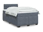 Bed Frame with Mattress - Gray Wood, W 74.8 x D 47.2 x H 39.6 in