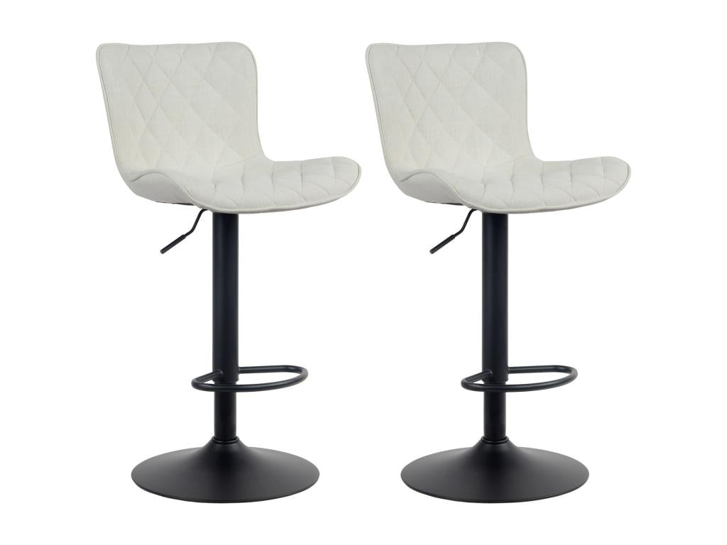 Set of 2 Stools - Creme Fabric, Acrylic, W 18.9 x D 21.3 x H 32.7 in