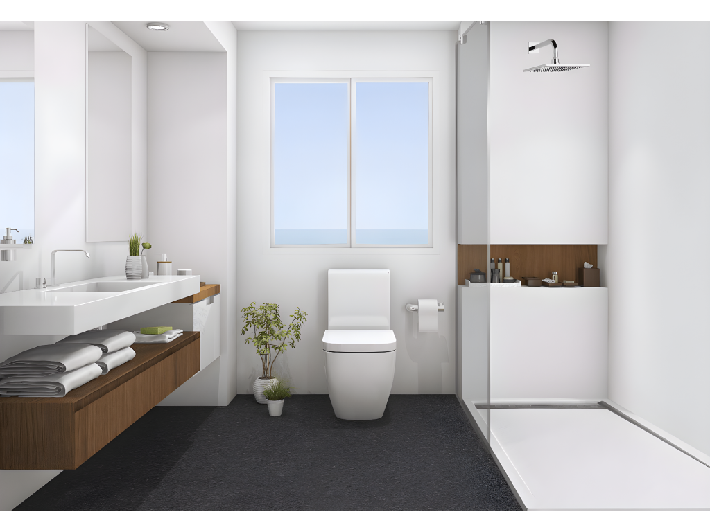 Shower Tray - Beige Resin, W 49.2 x D 31.5 x H 1.2 in