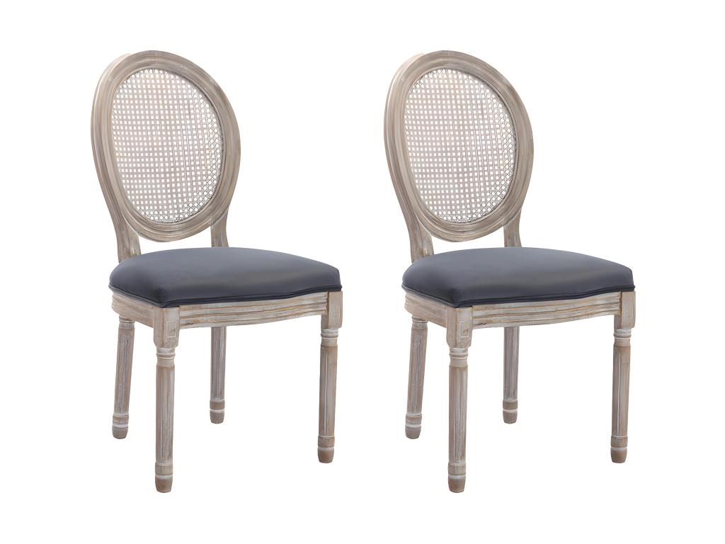 Set of 2 Chairs - Gray Polyester Fabric, Solid Wood, W 19.3 x D 22.6 x H 37.4 in