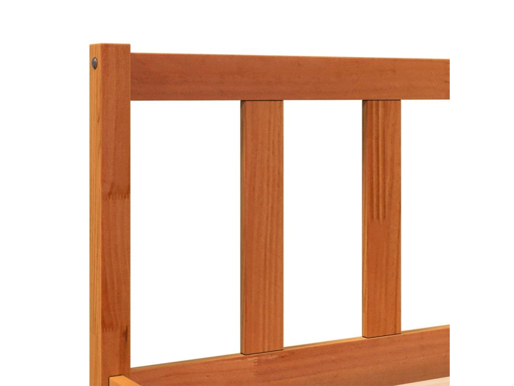 Bed - Brown Wood, W 80.9 x D 80.9 x H 27.4 in