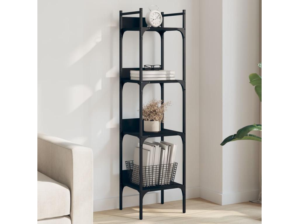 Bookcase - Black Wood, W 13.8 x D 11.8 x H 54.5 in