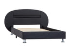 Bed with LED - Black Faux Leather, W 81.9 x D 48.4 x H 27.6 in