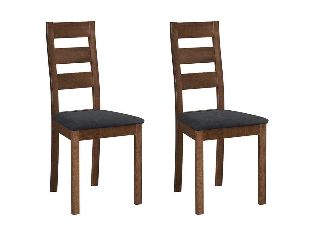 Set of 2 Chairs - Natural Polyester Fabric, Solid Wood, W 17.7 x D 20.3 x H 38 in