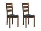 Set of 2 Chairs - Natural Polyester Fabric, Solid Wood, W 17.7 x D 20.3 x H 38 in