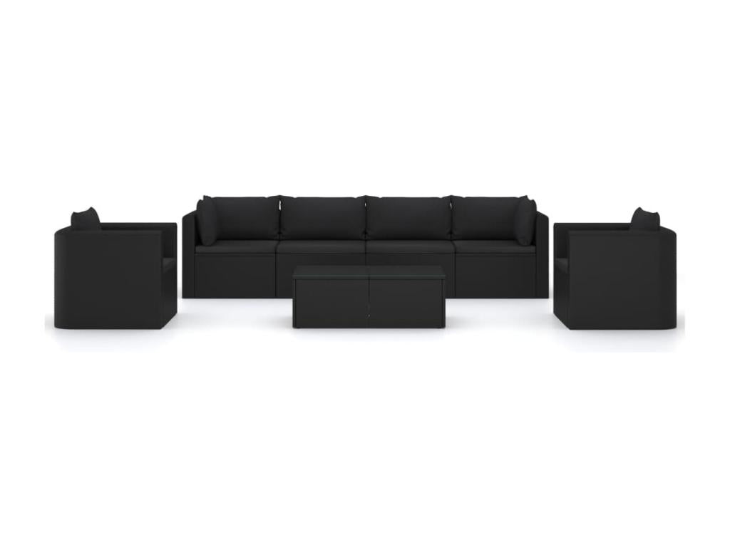 7-Piece Outdoor Patio Set with Cushions - Gray Wood, W 25 x D 25 x H 24.6 in