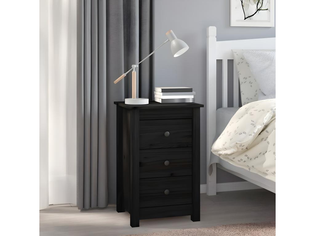 Table - Black Wood, W 15.7 x D 13.8 x H 24.2 in