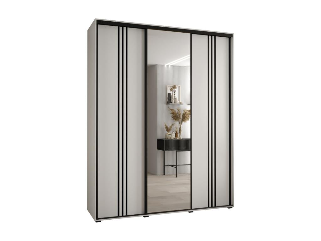 Sliding Door Wardrobe - Black Engineered Wood, W 74.8 x D 17.7 x H 92.5 in