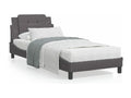 Bed Frame with Mattress - Gray Faux Leather, W 81.9 x D 37.4 x H 29.3 in