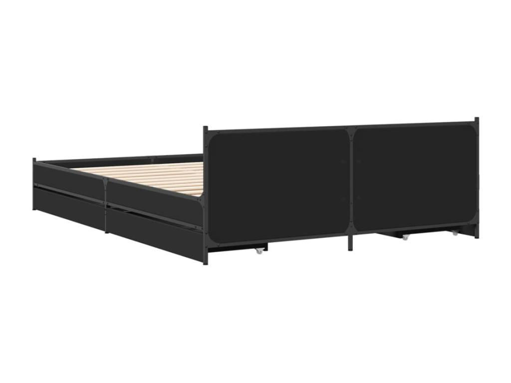 Bed - Black Wood, W 79.9 x D 48.4 x H 22.2 in
