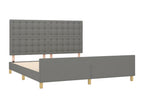 Bed Frame with Headboard - Gray Wood, W 79.9 x D 73.2 x H 50.4 in