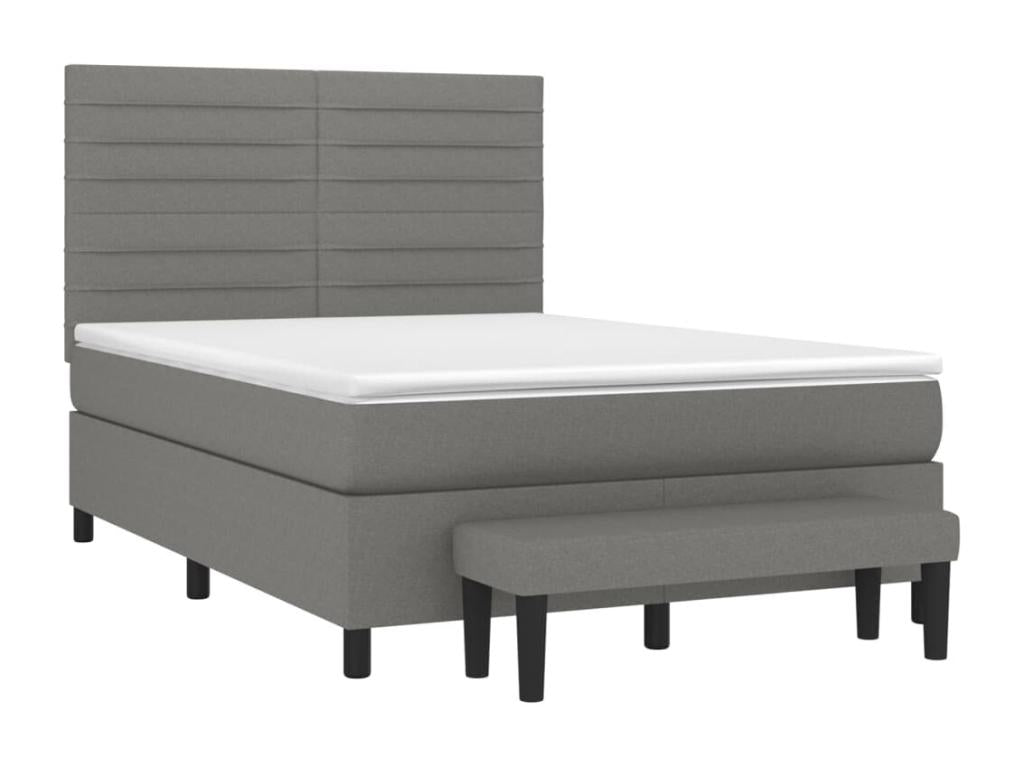 Bed Frame with Mattress - Gray Polyester Fabric, W 76 x D 56.7 x H 50.4 in