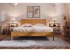 Bed - Natural Oak Wood, W 65.7 x D 78.7 x H 37.4 in