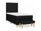 Bed Frame with Mattress - Black Polyester Fabric, W 76 x D 35.4 x H 46.5 in