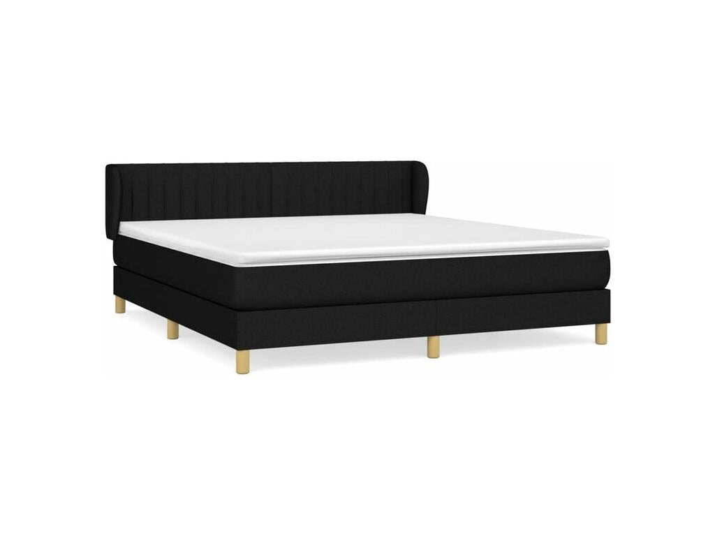 Bed Frame with Mattress - White Polyester Fabric, W 79.9 x D 72 x H 30.7 in