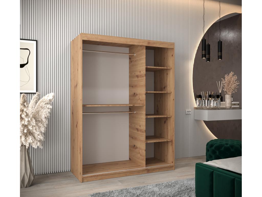 Sliding Door Wardrobe - Brown Engineered Wood, W 59.1 x D 24.4 x H 78.7 in