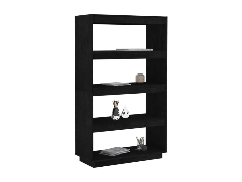 Bookcase - Black Wood, W 31.5 x D 13.8 x H 53.1 in