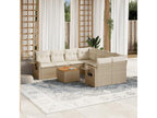 9-Piece Outdoor Patio Set with Cushions - Natural Wood, W 25 x D 28.7 x H 30.7 in