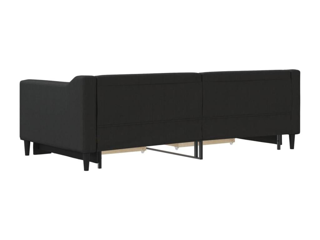 Bed - Black Polyester Fabric, W 83.9 x D 39.4 x H 26.4 in