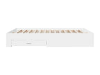 Bed Frame with Mattress - White Wood, W 79.9 x D 56.3 x H 12.6 in