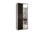 Sliding Door Wardrobe - Black Engineered Wood, W 43.3 x D 23.6 x H 92.5 in