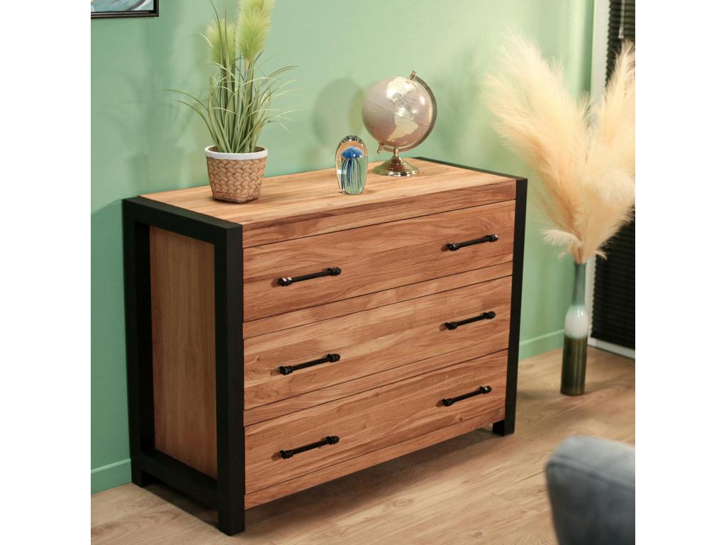 Dresser - Beige Oak Wood, W 43.3 x D 17.7 x H 31.5 in
