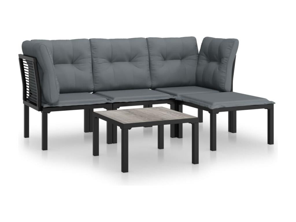 5-Piece Outdoor Patio Set - Black Resin, W 24.4 x D 24.4 x H 26.8 in